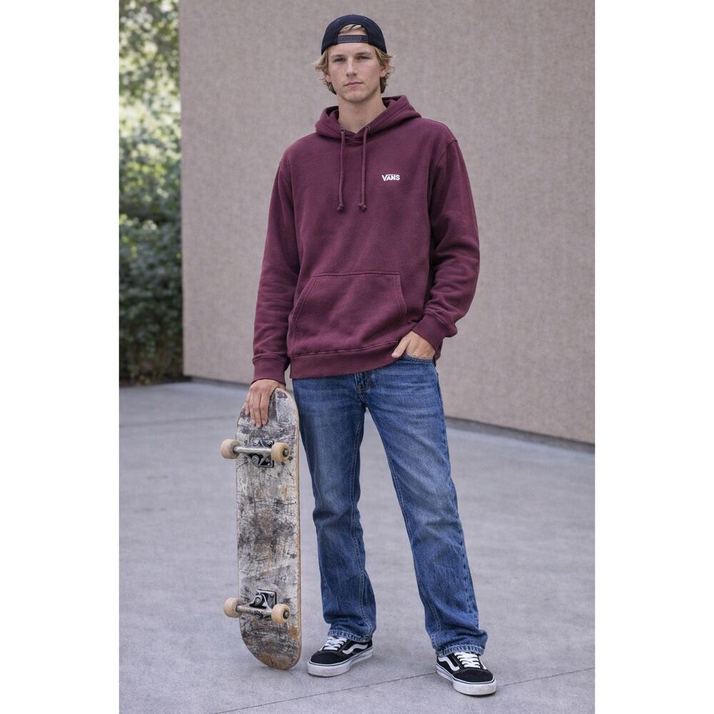 Vans Off The Wall Hoodie Sweatshirt Pullover Small Burgundy Skater Grunge